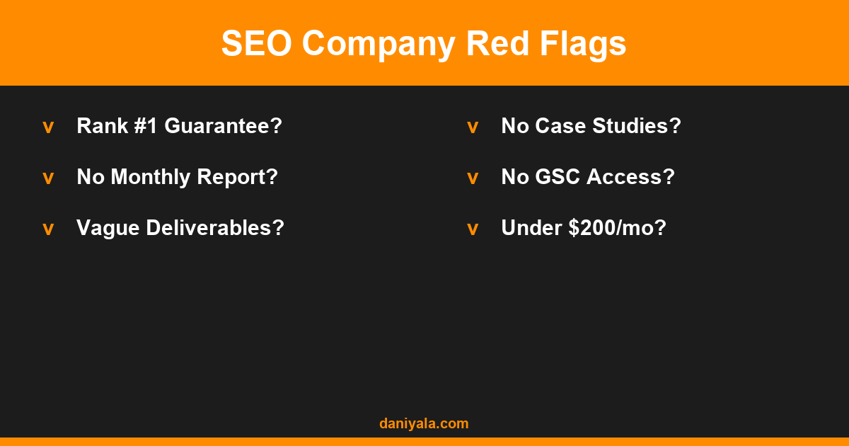 SEO Company Red Flags -- best seo companies for small business