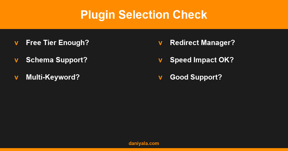 Plugin Selection Check -- best seo plugins for wordpress 2026