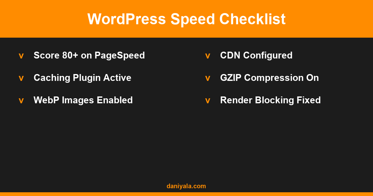 WordPress Speed Checklist -- best wordpress speed optimization tips
