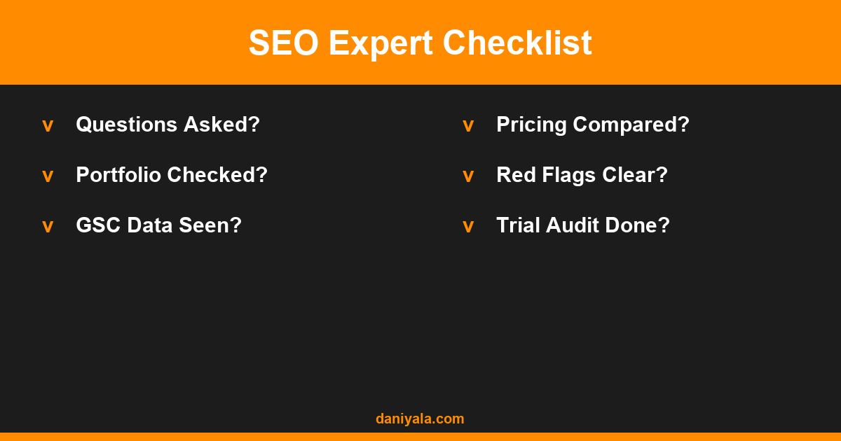 SEO Expert Checklist -- seo expert in lahore