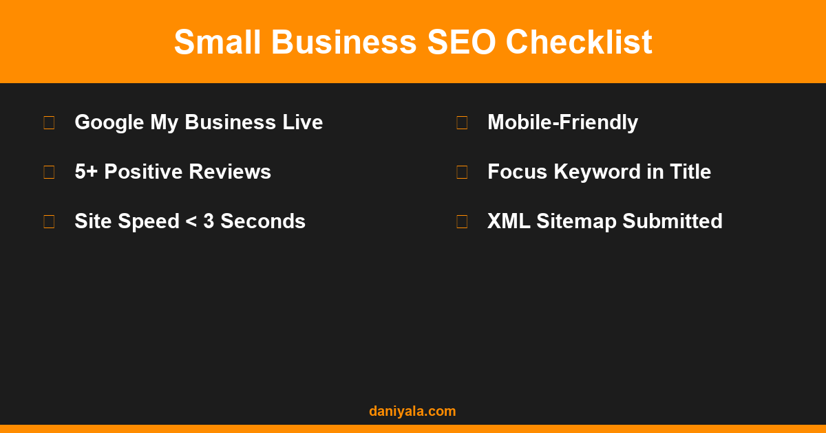 Checklist -- seo for small business