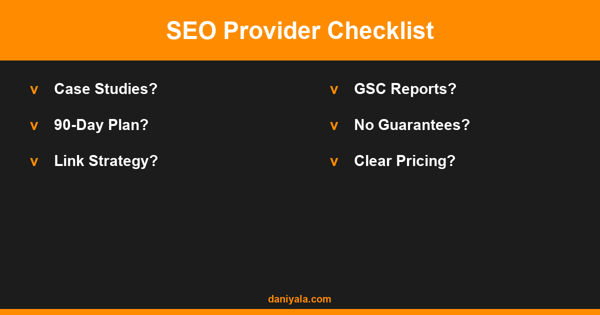 SEO Provider Checklist -- seo services for small businesses