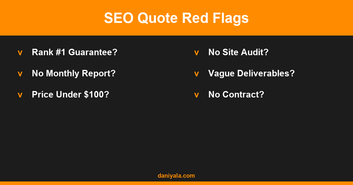 SEO Quote Red Flags -- seo services pricing