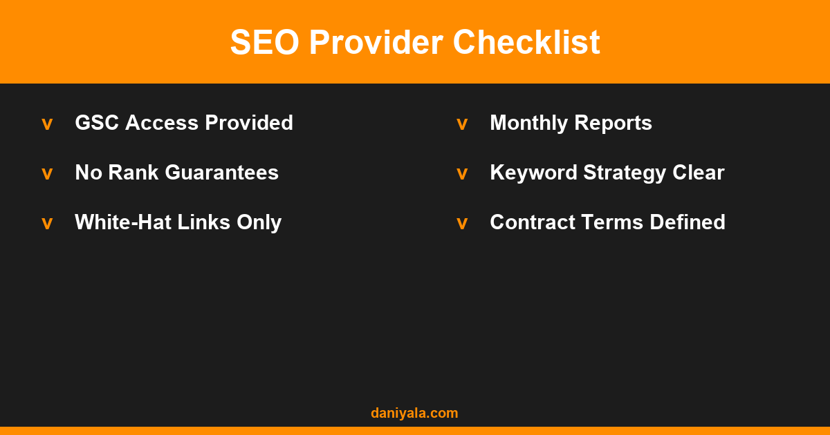 SEO Provider Checklist -- small business seo services