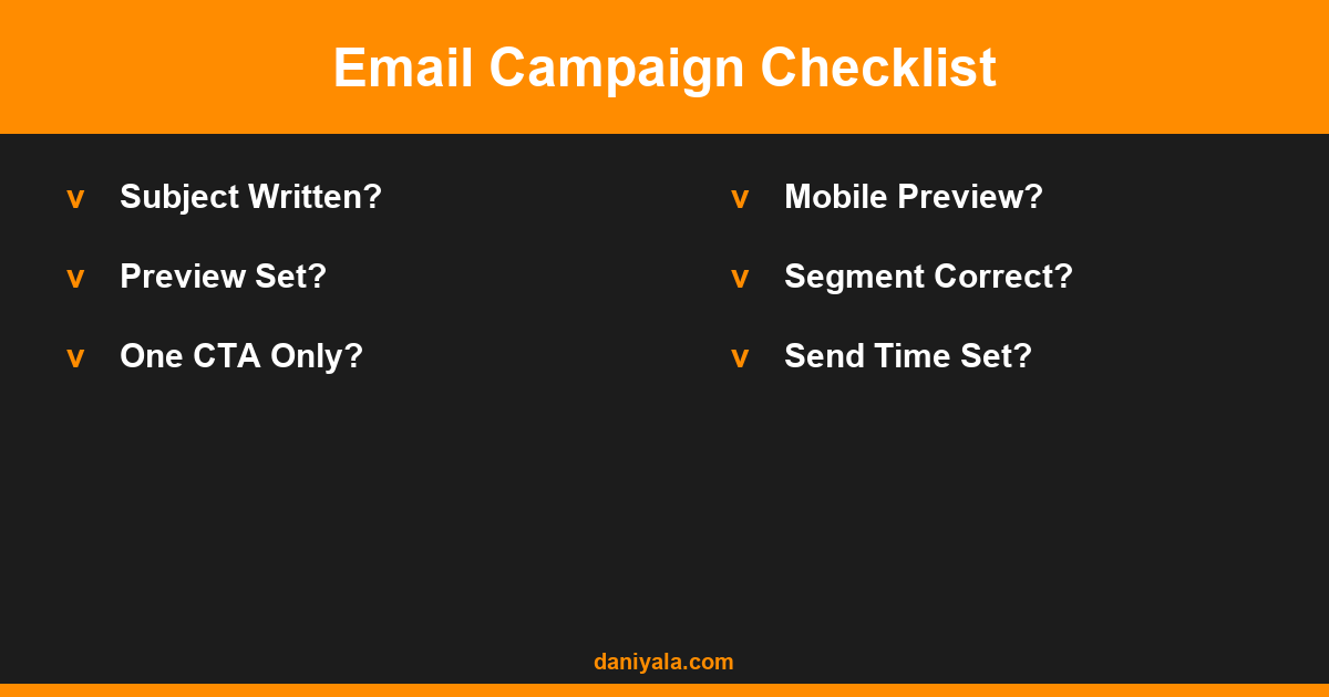 Email Campaign Checklist -- email marketing examples